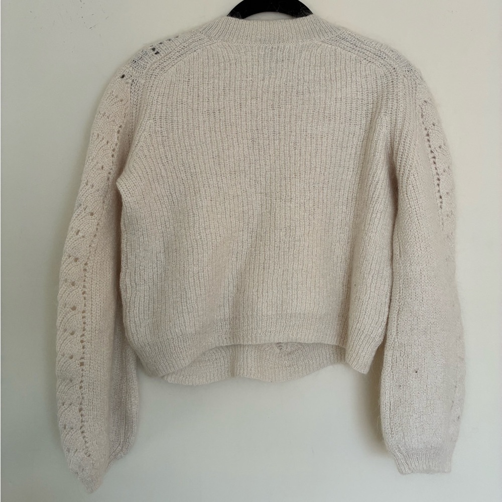 Aritzia Little Moon Cream Mohair Balloon Sleeve Cropped Sweater - Picture 9 of 13